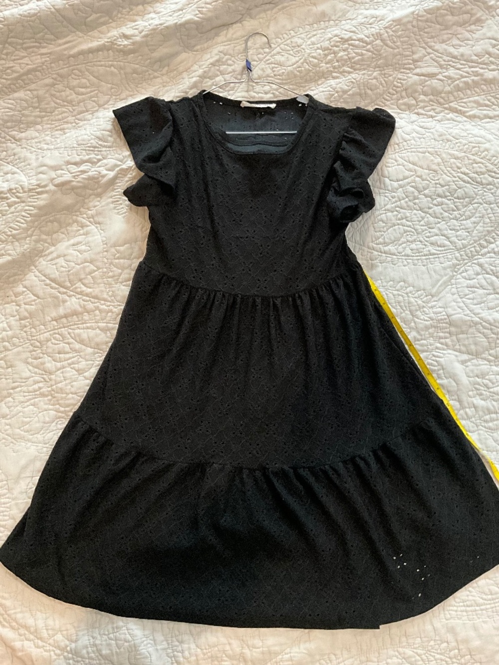 Tiffany & Grey black flutter sleeve tiered dress-small